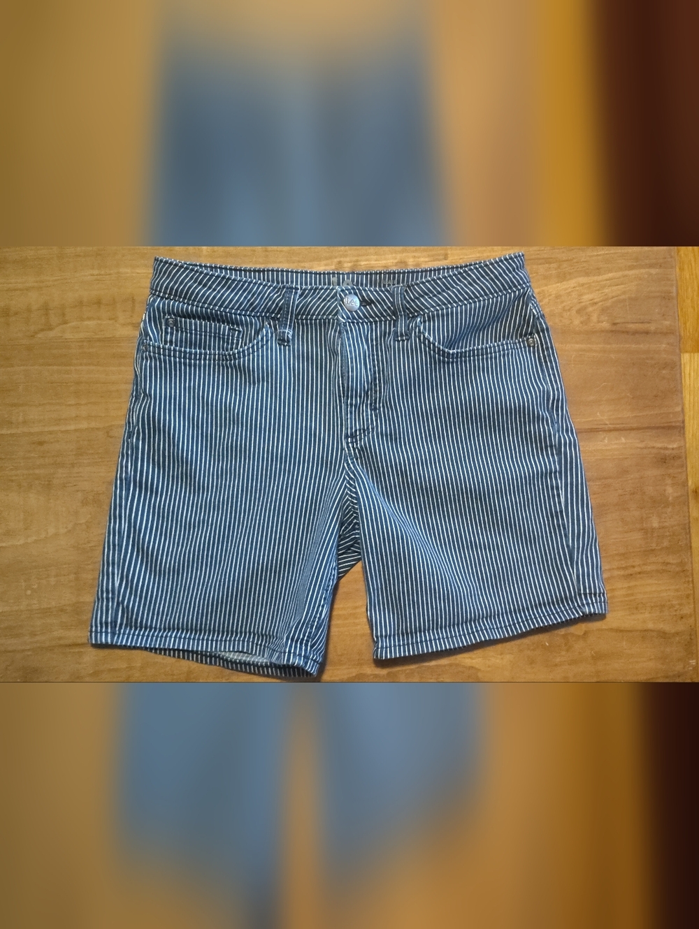 Lee Navy And White Conductor Striped Jean Shorts